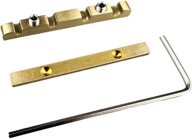 Kaynes 4 String Bass Guitar Nut, Adjustable Height Bell Brass Nut Split Regulation Replacement Parts for Jazz Style Electric Bass 38 * 3.5MM - Image 1